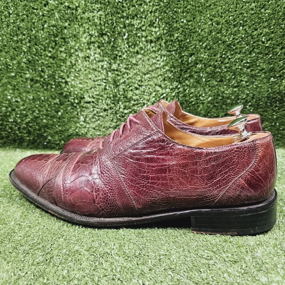 David Eden Genine Burgundy Leather Almond Toe Oxford Dress Shoes Mens Size 13